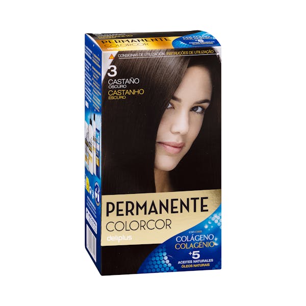 Coloración permanente 3 castaño oscuro Deliplus Colorcor 1