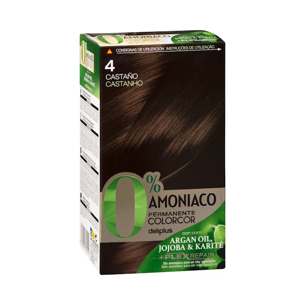 Coloración permanente 4 castaño Deliplus 0% amoníaco Colorcor 1
