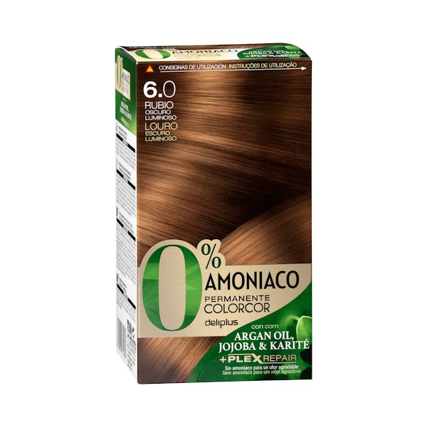 Coloración permanente 6.0 rubio oscuro luminoso Deliplus 0% amoníaco Colorcor 1