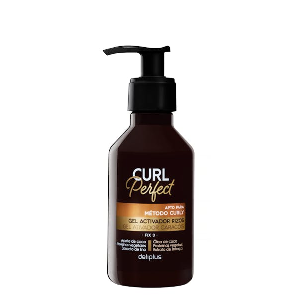 Gel activador de rizos cabello Curl Perfect Deliplus fix 3 apto para método curly